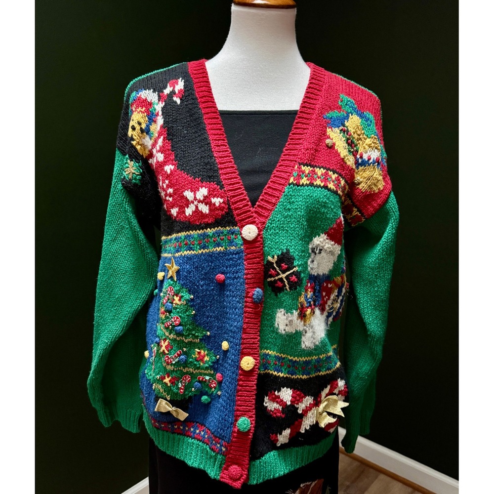 Vintage Hand Knit Christmas Sweater Women's‎ M